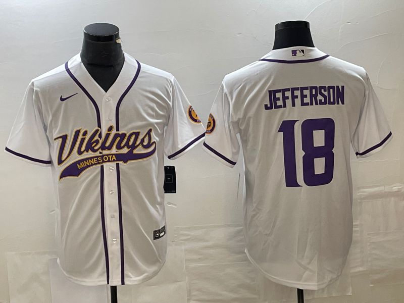 Men Minnesota Vikings 18 Jefferson White 2023 Nike Co branded NFL Jersey